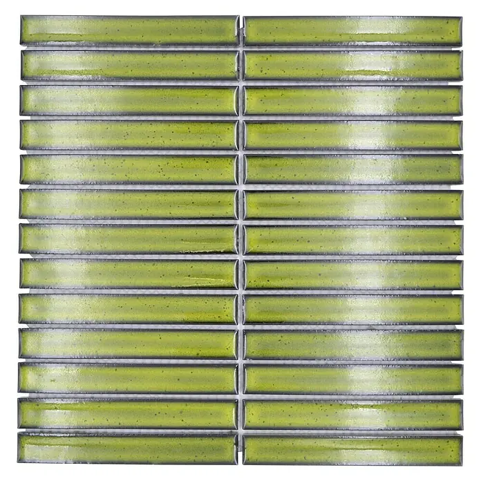 Mosaikfliese Stäbchen CG CS 16 - 29,6 x 29,9 cm, Hellgrün, Glänzend - Draufsicht