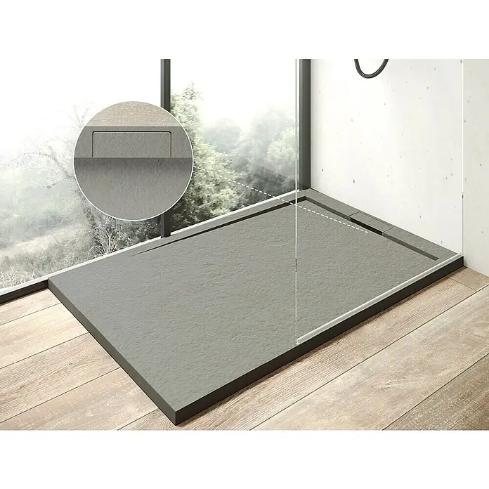 Ottofond Duschwanne Unico - L x B: 100 x 80 cm, Verbundwerkstoff, Zementgrau - Stimmungsaufnahme