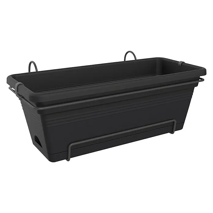 Elho Green Basics Žardinjera za balkon - Maks. vanjska dužina: 55 cm, Crne boje - Dijagonalni pogled