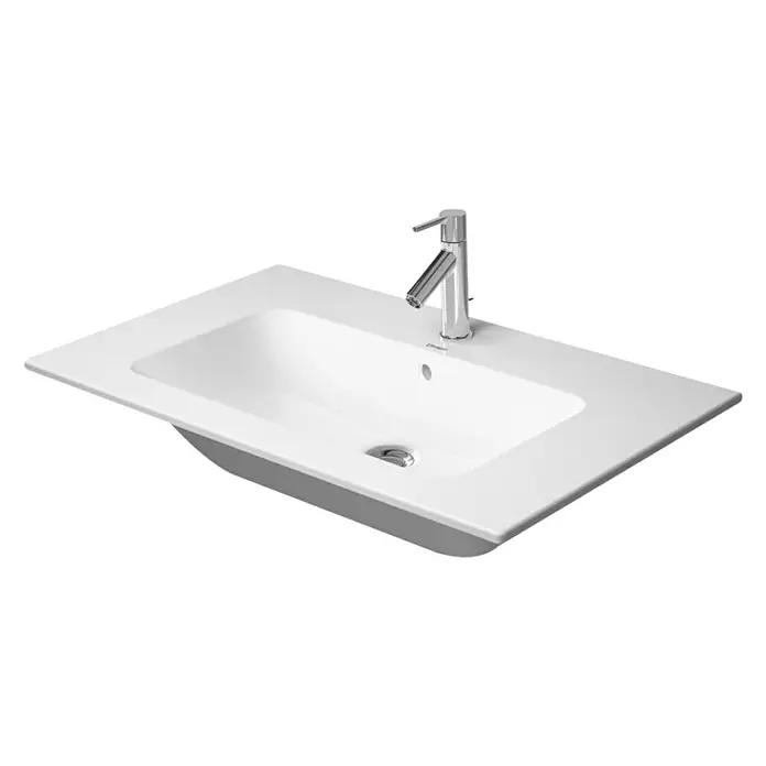 Duravit ME by Starck Waschtisch Typ 1 - 83 x 49 cm, Mit schmutzabweisender Glasur, Hahnloch: Ohne, Mit Überlauf, Weiß - Diagonale Ansicht