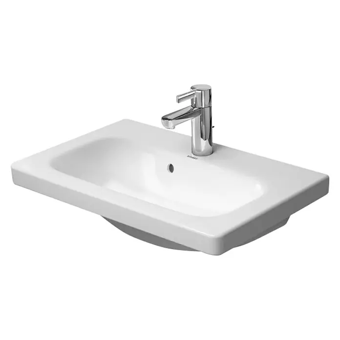 Duravit DuraStyle Waschtisch Typ 1 - 63,5 x 40 cm, Mit schmutzabweisender Glasur, Hahnloch: Mitte, Mit Überlauf, Weiß - Diagonale Ansicht