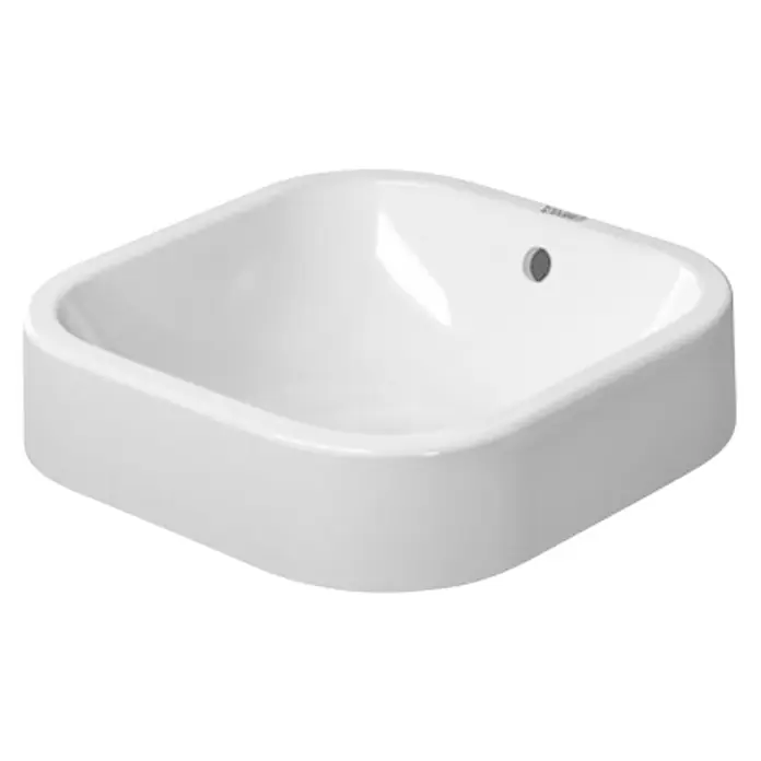 Duravit Happy D.2 Aufsatzwaschbecken - 40 x 40 cm, Ohne Spezialglasur, Hahnloch: Ohne, Mit Überlauf, Weiß - Diagonale Ansicht
