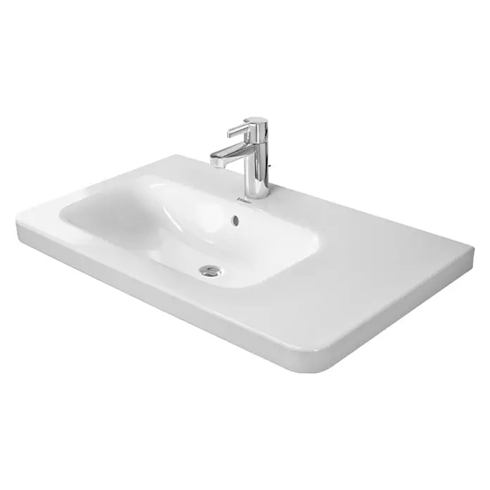 Duravit DuraStyle Waschtisch - 80 x 48 cm, Mit schmutzabweisender Glasur, Hahnloch: Links, Mit Überlauf, Weiß - Diagonale Ansicht