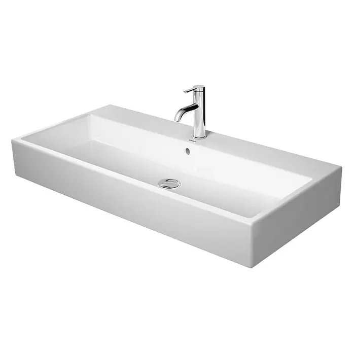 Duravit Vero Air Waschtisch - 100 x 47 cm, Mit schmutzabweisender Glasur, Hahnloch: Mitte, Ohne Überlauf, Weiß, Ungeschliffen - Diagonale Ansicht