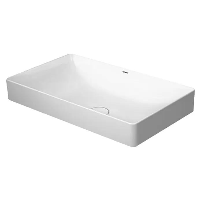 Duravit DuraSquare Aufsatzwaschbecken - 60 x 34,5 cm, Mit schmutzabweisender Glasur, Hahnloch: Ohne, Ohne Überlauf, Weiß - Diagonale Ansicht