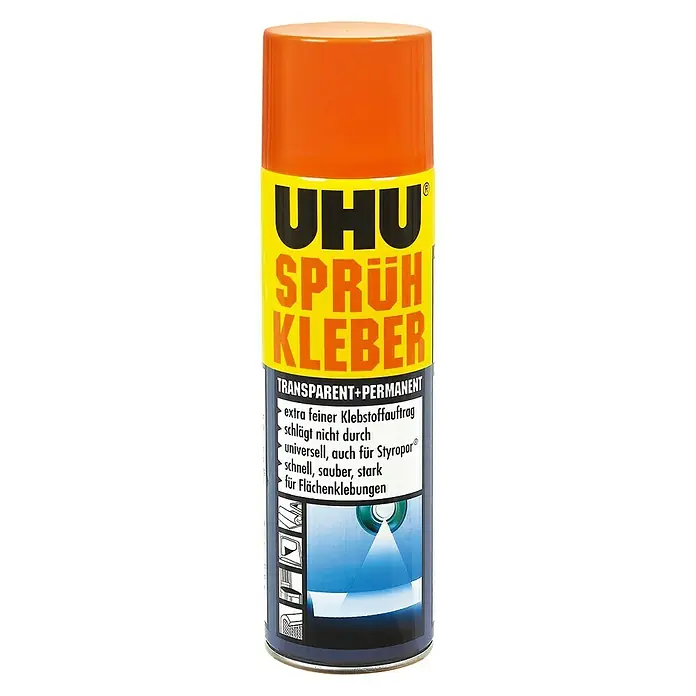 UHU Sprühkleber transparent + permanent - 500 ml, Sprühdose - Vorderansicht