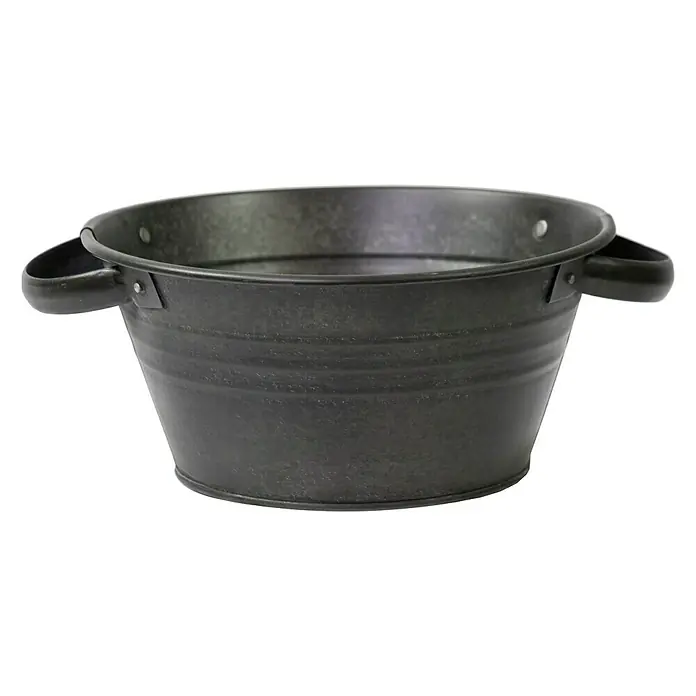 Mega Collections Pflanzschale rund - Ø x H: 23 x 11 cm, Metall, Schwarz - Vorderansicht
