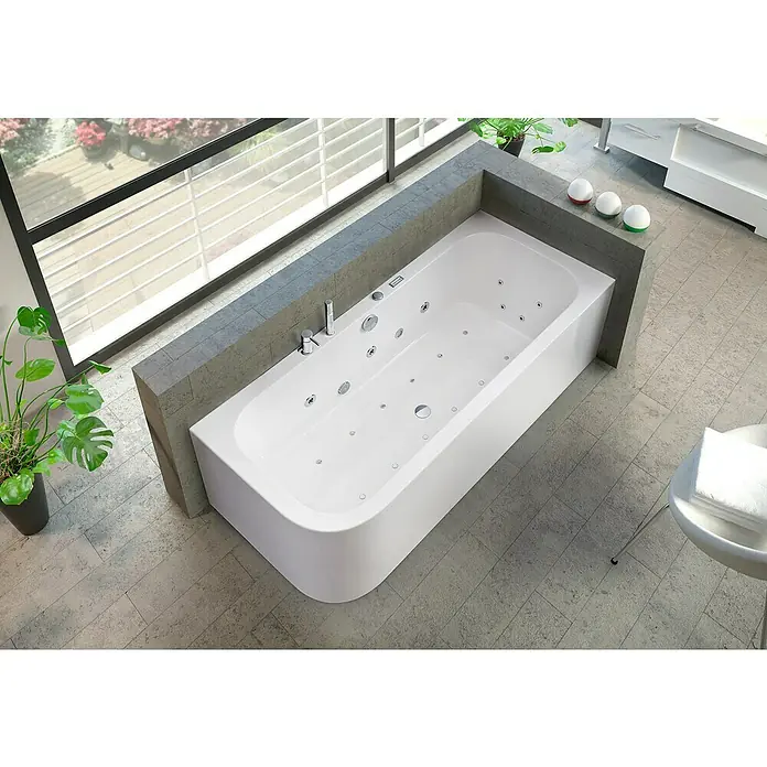 Ottofond Whirlpool Bonita - 180 x 80 cm, Sanitäracryl, Linksseitig, Inkl. Ab- und Überlaufgarnitur mit Wassereinlauf, Armatur S2000 - Stimmungsaufnahme