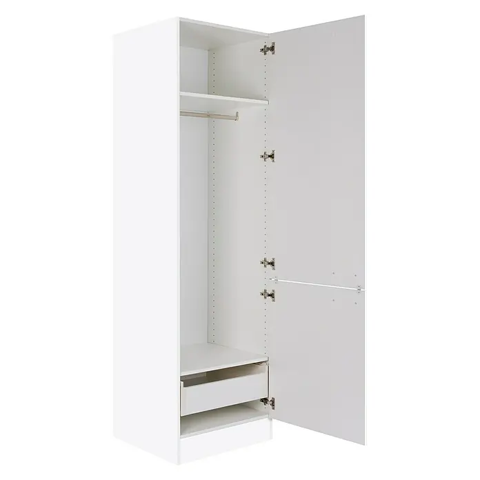 Optifit Salo214 Hoge kast - 57,1 x 60 x 206,8 cm, Wit - Diagonaal zicht