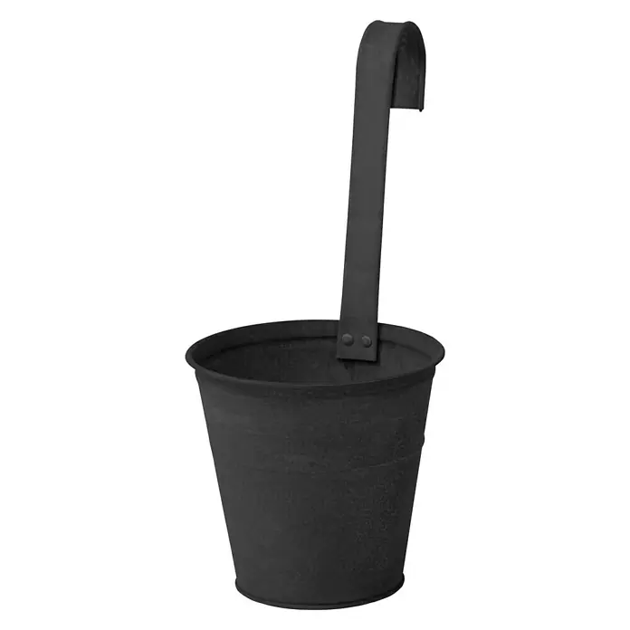 Mega Collections Geländertopf - Metall, Schwarz, Ø x H: 16 x 35 cm - Vorderansicht