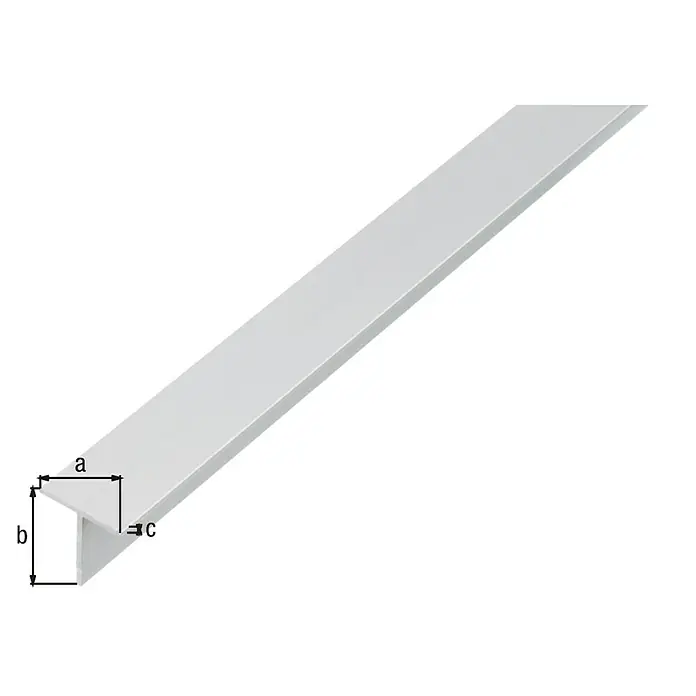 GAH Alberts Perfil en T - L x An x Al: 2.600 x 25 x 25 mm, Aluminio, Blanco