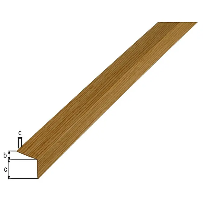 GAH Alberts Perfil angular - L x An x Al: 2.600 x 20 x 20 mm, Espesor: 1,5 mm, PVC, Roble claro