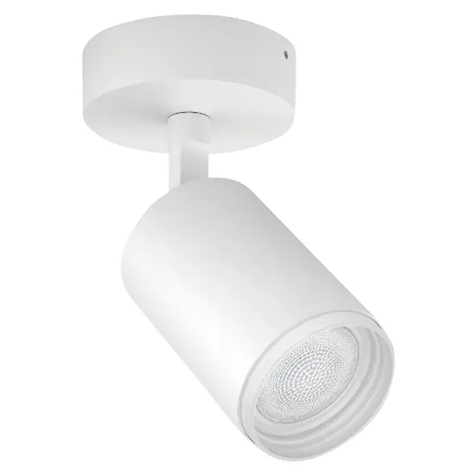 Philips Hue LED-Spotstrahler Fugato - 5,7 W, Weiß, L x B x H: 8,2 x 8,2 x 16,3 cm - Diagonale Ansicht