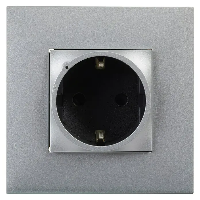 Legrand Valena Next with Netatmo Enchufe - Aluminio, 2 Polos + Toma Tierra, Plástico, Montaje en la pared - Vista frontal