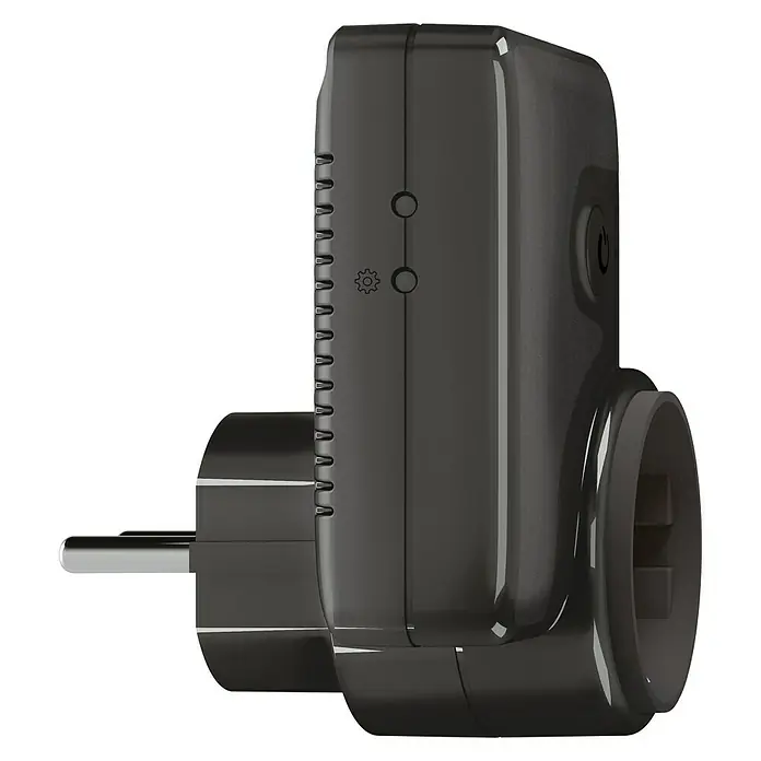 Legrand Valena Next with Netatmo Enchufe - Negro, 2 Polos + Toma Tierra, Montaje en la pared - Vista de perfil derecho