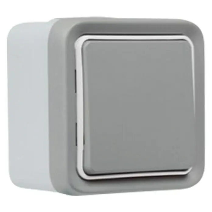 Legrand Valena Next with Netatmo Pulsador para estancias con humedad Plexo - Gris, Montaje en la pared, IP55 - Vista angular
