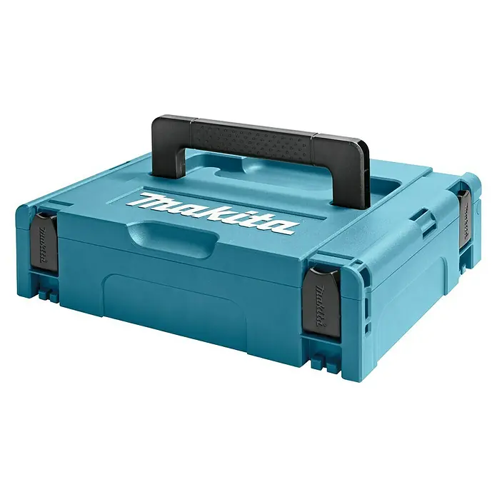 Makita Maschinenkoffer MAKPAC Gr. 1 - L x B x H: 377 x 277 x 72 mm - Diagonale Ansicht