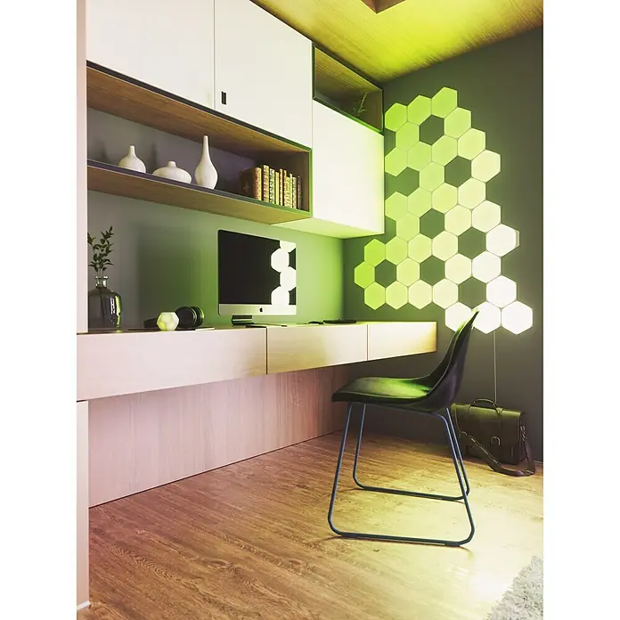 Nanoleaf LED-Panel Shapes Hexagons 15er Starter Set 2. Generation - L x B x H: 23 x 20 x 0,6 cm, Weiß, RGBW - Stimmungsaufnahme