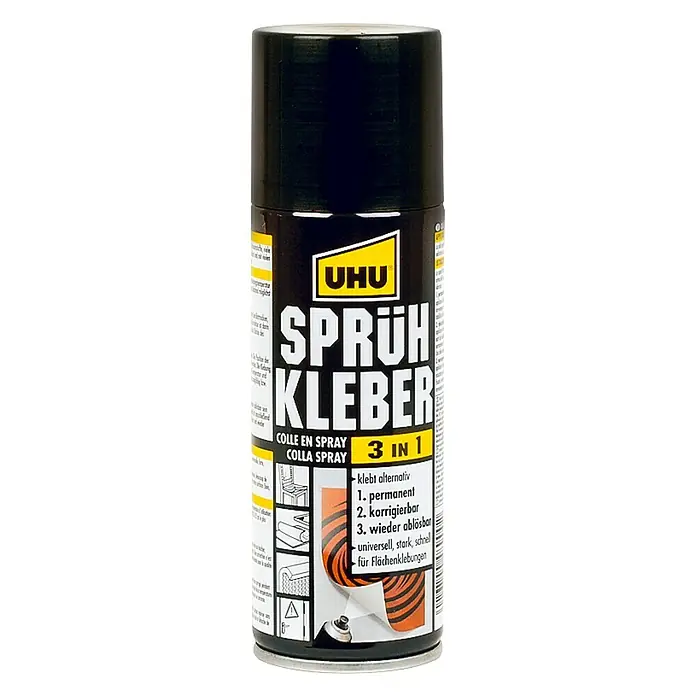 UHU Sprühkleber 3in1 - 200 ml, Sprühdose - Vorderansicht