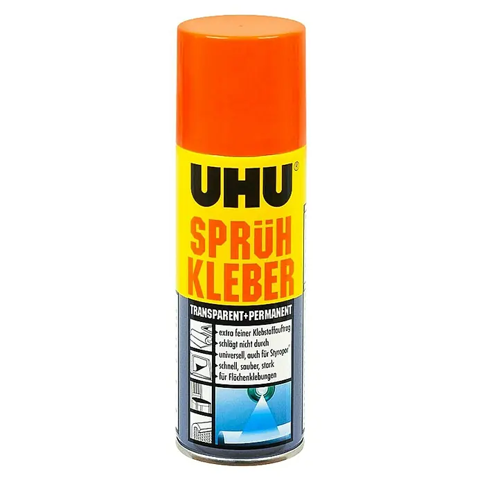 UHU Sprühkleber transparent + permanent - 200 ml, Sprühdose - Vorderansicht
