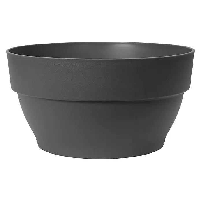 Elho Okrugla tegla za cvijeće Vibia Campana - Vanjska dimenzija (ø x V): 27 x 14 cm, Plastika, Antracit - Pogled sprijeda