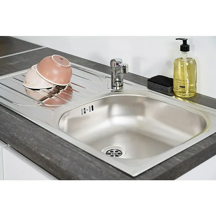Respekta Premium Winkelküche GLRPL345HWGGKE - 345 x 172 cm, Mit Elektrogeräten, Grau Hochglanz - Detailaufnahme