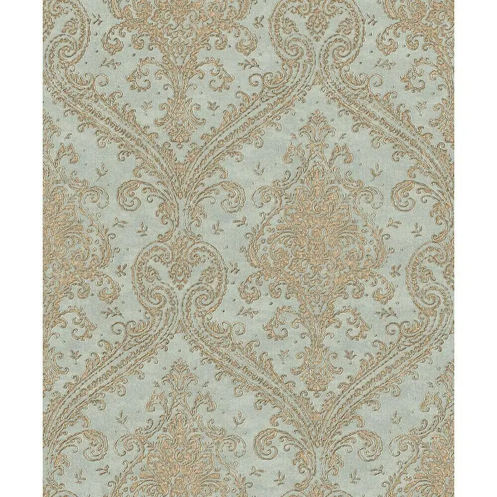 Rasch Vliestapete - Gold/Blau, Ornament, 10,05 x 0,53 m - Detailaufnahme