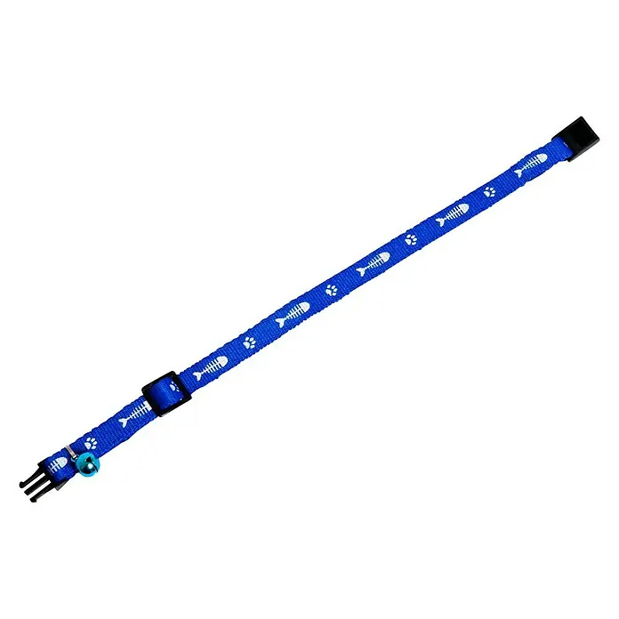 Karlie Kattenhalsband - 18,5 x 6 x 1,5 cm, Nylon, Blauw - Diagonaal zicht