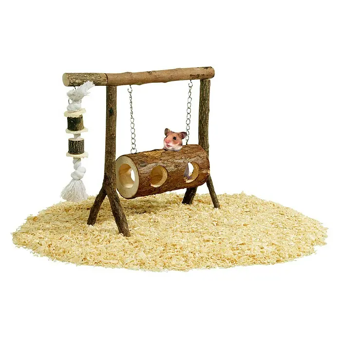 Karlie Knaagdierspeelgoed Schommel - 31 x 25 x 25 cm, Hout/katoen - Toepassingsvoorbeeld