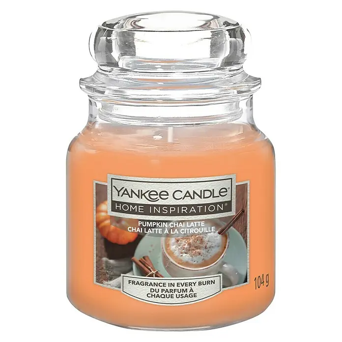 Yankee Candle Home Inspirations Duftkerze - Im Glas, Pumpkin Chai Latte, Small - Vorderansicht