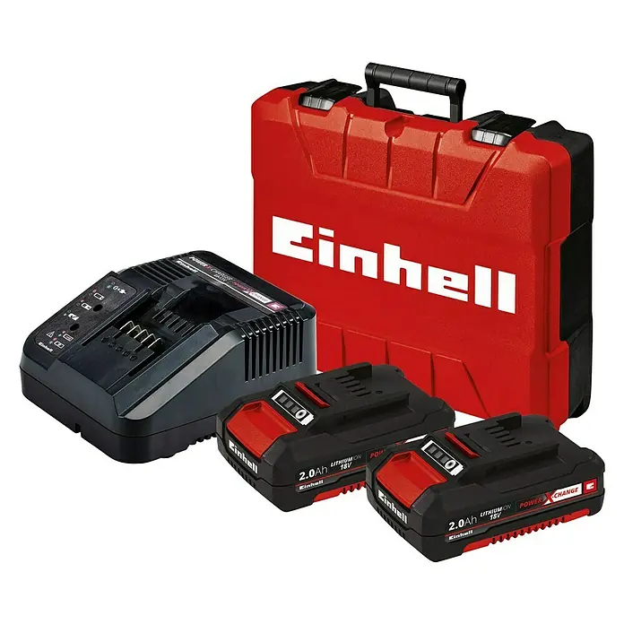 Einhell Taladro percutor de batería TE-CD 18/50 Li-i BL - 18 V, 2 baterías, 2 Ah, 500 r.p.m. - 1.800 r.p.m. - Vista angular
