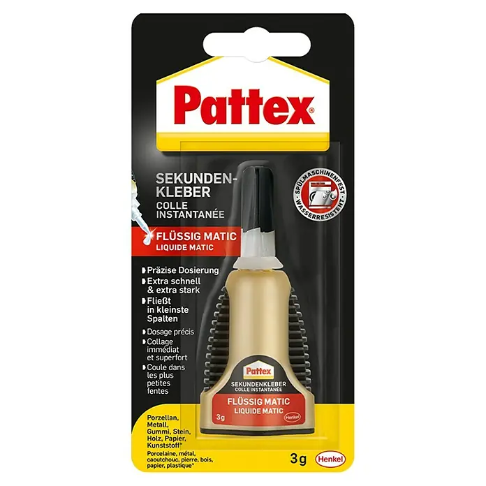 Pattex Sekundenkleber Matic - 3 g, Dosierhilfe, Flüssig - Vorderansicht