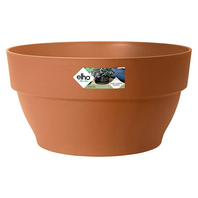 Elho Okrugla tegla za cvijeće Vibia Campana - Vanjska dimenzija (ø x V): 27 x 14 cm, Plastika, Terakota - Pogled sprijeda