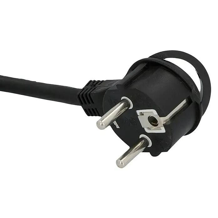 UniTEC Einbausteckdose - Anzahl Steckdosen Schuko: 1 Stk., USB-Anschluss, Schwarz/Silber, Kabellänge: 1,5 m - Diagonale Ansicht