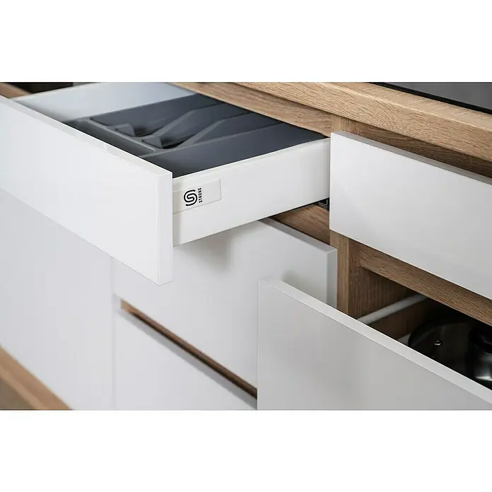 Respekta Premium Küchenzeile GLRP280HESW - Breite: 280 cm, Mit Elektrogeräten, Weiß Hochglanz - Detailaufnahme