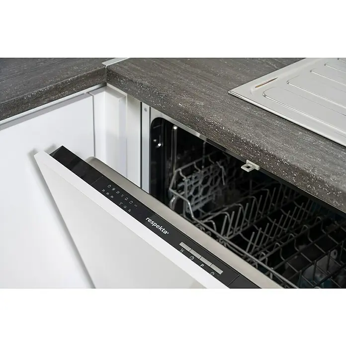 Respekta Premium Winkelküche GLRPL345HWGGKE - 345 x 172 cm, Mit Elektrogeräten, Grau Hochglanz - Detailaufnahme