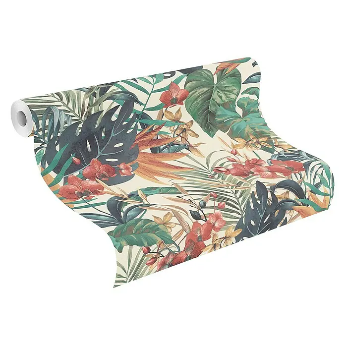 Rasch Vliestapete Nature - Bunt, Floral, 10,05 x 0,53 m - Diagonale Ansicht