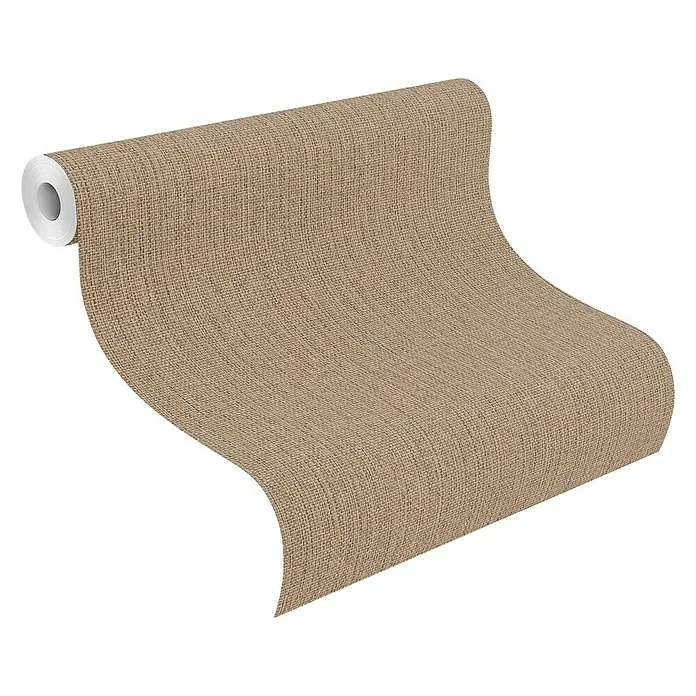 Rasch Vliestapete - Braun/Beige, Uni, 10,05 x 0,53 m - Diagonale Ansicht
