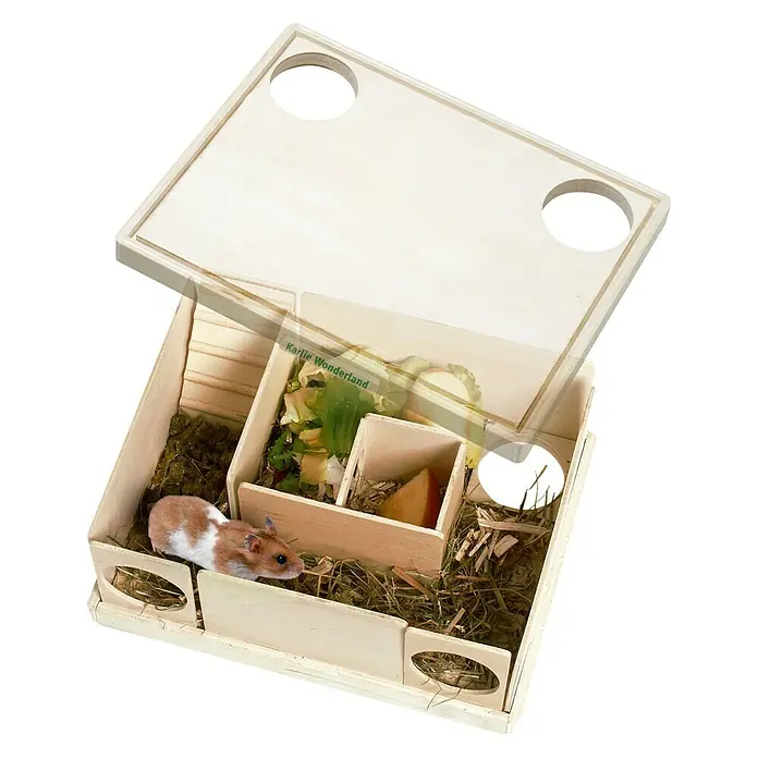 Karlie Knaagdierhuis Rody Cleverinth - 22 x 17 x 10 cm, Hout - Top-down weergave