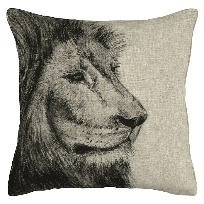 Cojín León - Natural, 45 x 45 cm, 50 % algodón, 50 % poliéster - Vista frontal