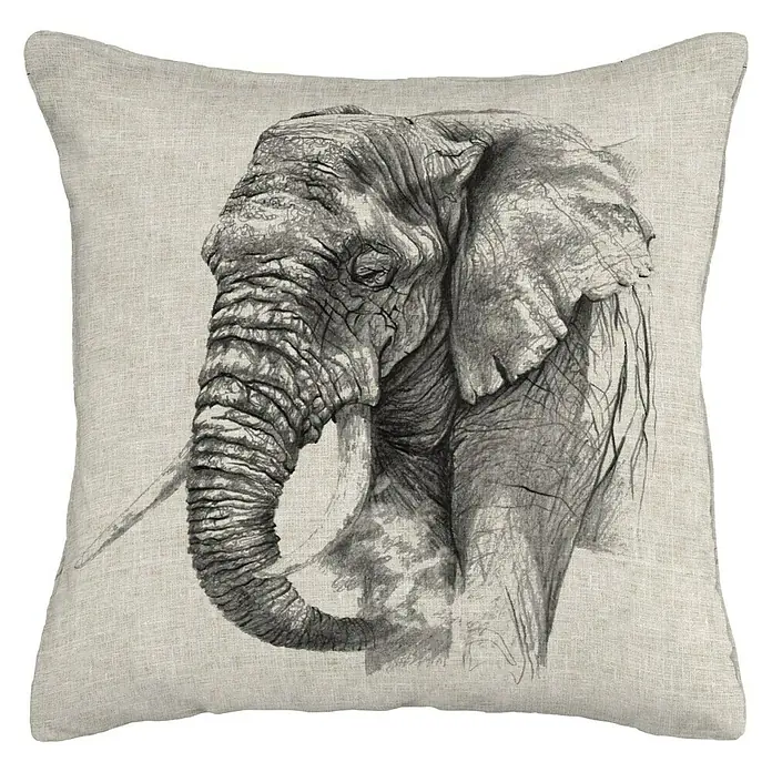 Cojín Elefante - Natural, 45 x 45 cm, 50 % algodón, 50 % poliéster - Vista frontal