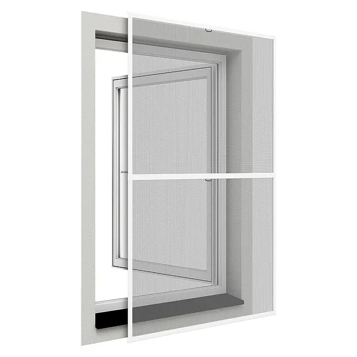 Easy Life easyLINE 2 Insektenschutzfenster XL - B x H: 150 x 210 cm, Farbe Rahmen: Weiß, Schnellmontagefedern - Diagonale Ansicht