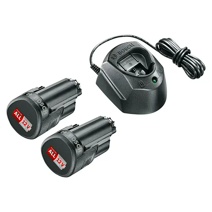 Bosch Akku & Ladegerät - 12 V, 2 Akkus, 1,5 Ah - Diagonale Ansicht