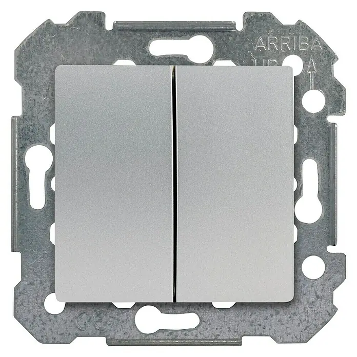 BJC Viva Conmutador doble - Plateado, Montaje en la pared, Plástico - Vista frontal