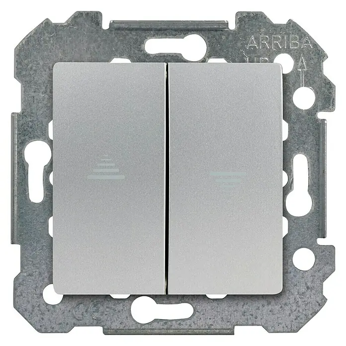 BJC Viva Interruptor para persianas doble - Plateado, x 2, Plástico, Montaje en la pared - Vista frontal