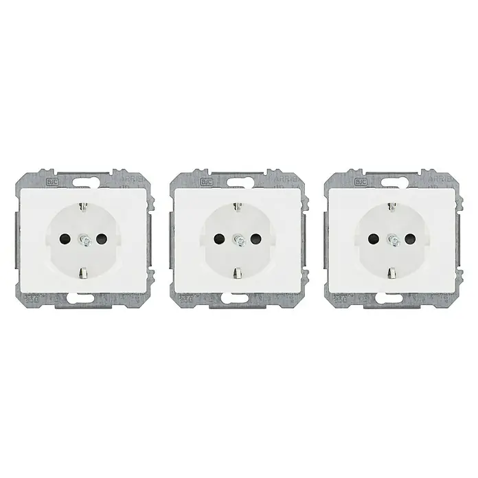 Siemens Delta Iris Enchufe Pack 3 - Blanco, Plástico, IP20, Montaje en la pared - Vista frontal