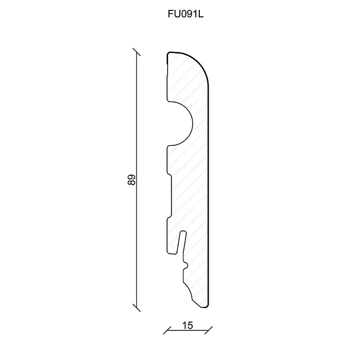 Sockelleiste FU91L - 2,4 m x 15 mm x 90 mm, Gerade