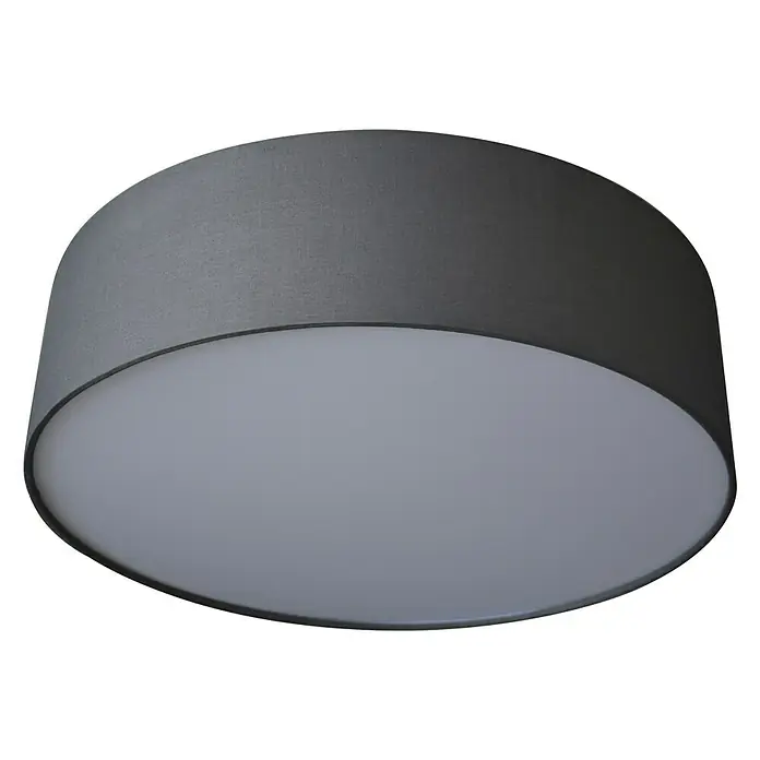 Tween Light Deckenleuchte rund Tessile - 60 W, Ø x H: 40 x 11 cm, Grau, E27 - Diagonale Ansicht