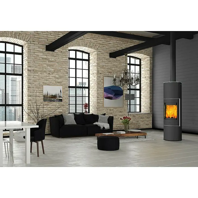 Justus Kaminofen Perondi - 5 kW, Raumheizvermögen: 90 m³, Glas, Schwarz - Stimmungsaufnahme