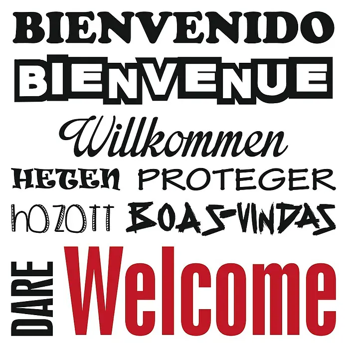 Vinilo de pared Adhesivo Welcome - Negro/rojo, 34 x 31 cm - Primer plano